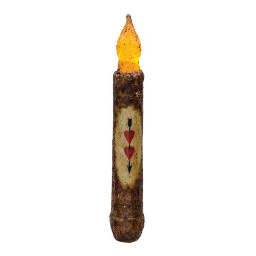 6" Burnt Mustard Heart Timer Taper  (Pack of 4)
