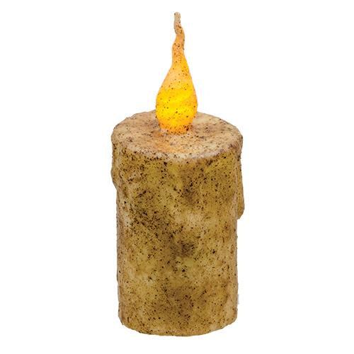 5" Burnt Ivory Drip Flicker Pillar (Pack of 2)