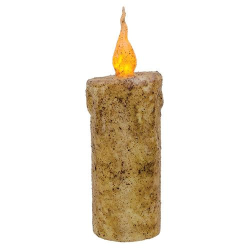 6.5" Burnt Ivory Dripped Flicker Pillar (Pack of 2)