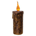 6.5" Burnt Mustard Dripped Flicker Pillar  (Pack of 4)