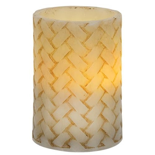 Basketweave Pillar Candle 3"x4"