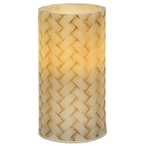 Basketweave Pillar Candle 3" x 5" (Pack of 2)