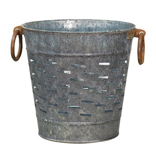 9" Galvanized Olive Bucket