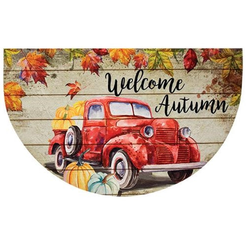 Red Truck Autumn Welcome Mat