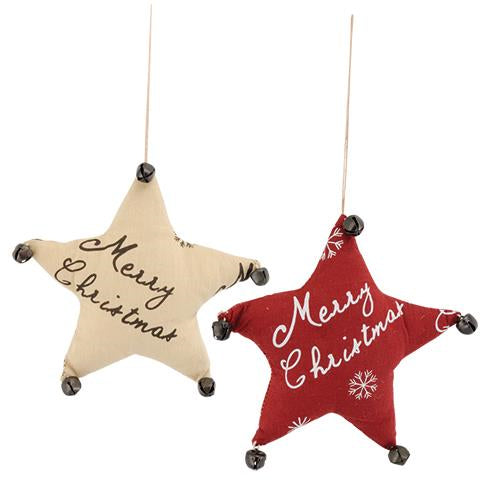 Merry Christmas Star Ornament 2 Asstd. (Pack of 4)