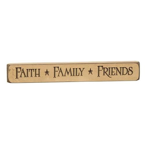 Faith Family Friends Engraved Block 12" (Pack of 4)
