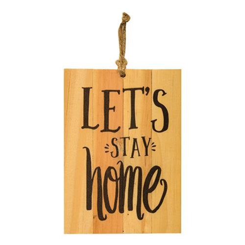 Let's Stay Home Slat Sign 4" x 6" (Pack of 2)