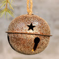 Vintage Glitter Rusty Bell Ornament 3.5" (Pack of 4)