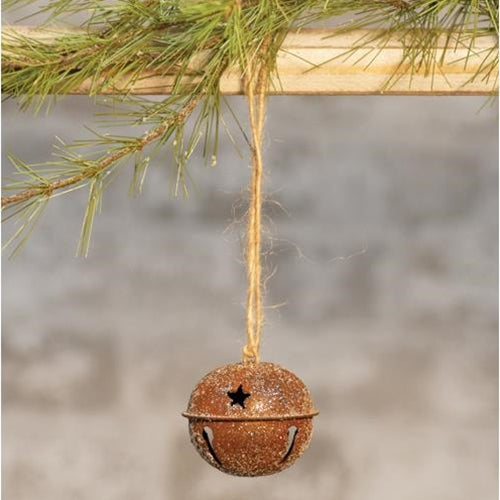 Vintage Glitter Rusty Bell Ornament 2.5" (Pack of 4)