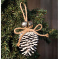 White Glitter Pinecone Ornament 5"  (Pack of 4)