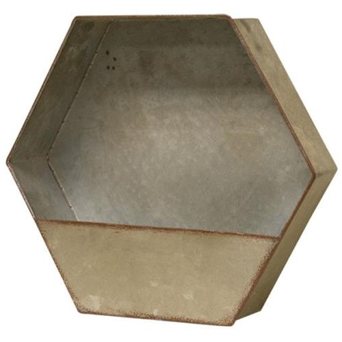 Vintage Galvanized Hexagon Pocket 12" W