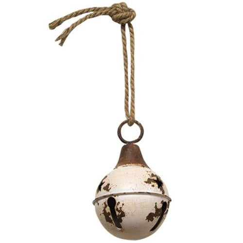 Aged White Jingle Bell 4" (Pack of 4)