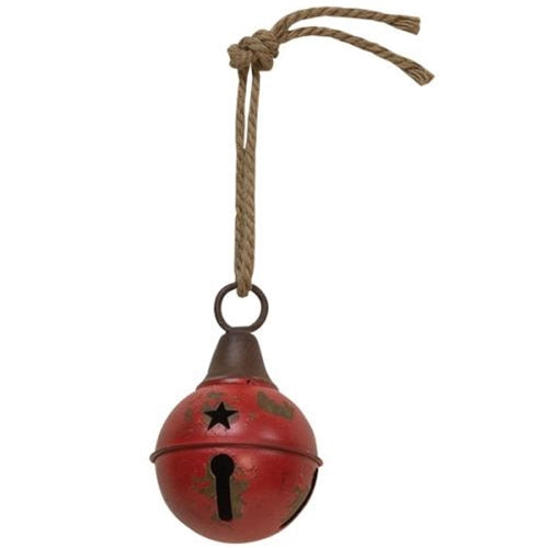 Aged Red Jingle Bell 4"  (Pack of 4)