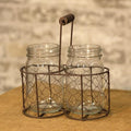 2 Glass Jars w/ Wire Carrier  (Pack of 4)