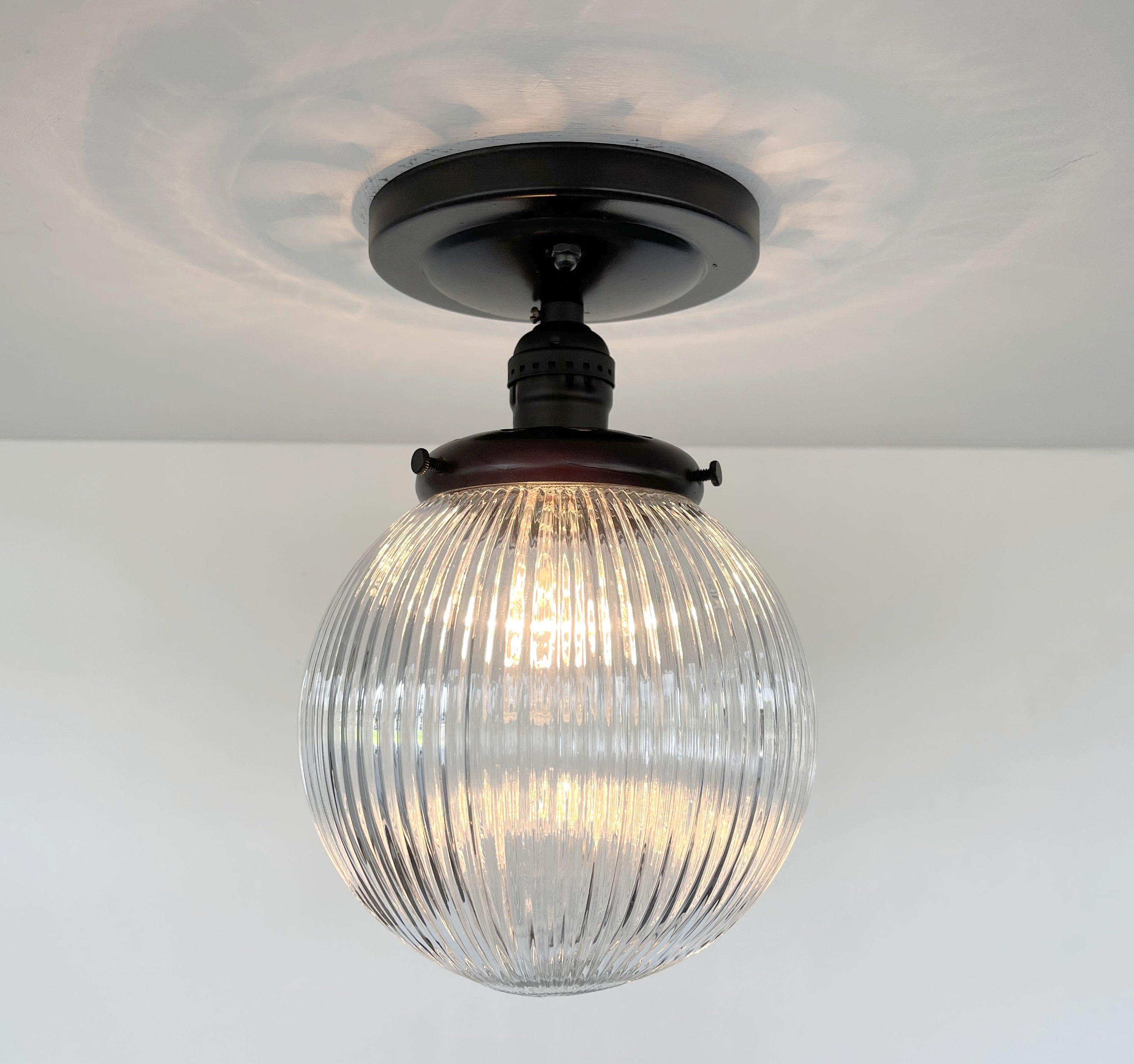 Modern Holophane Glass Ceiling Light