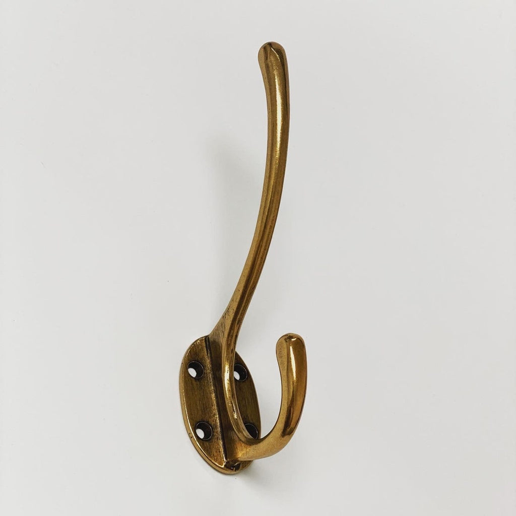 Antique Brass "Capri" Large Modern Wall Hat and Coat Hook