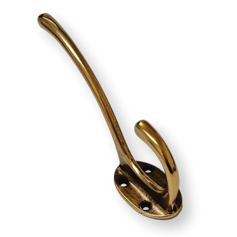 Antique Brass "Capri" Large Modern Wall Hat and Coat Hook