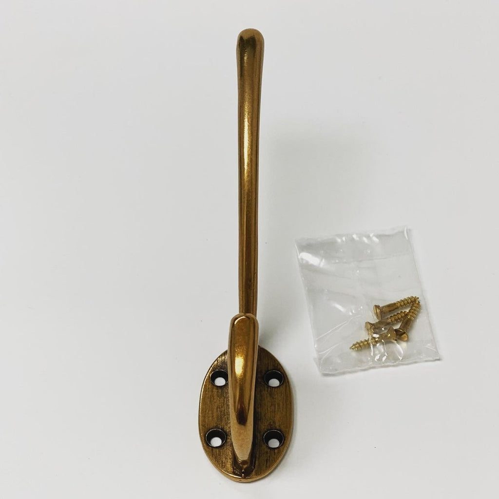 Antique Brass "Capri" Large Modern Wall Hat and Coat Hook