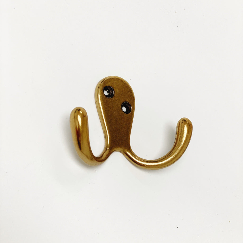 Antique Brass "Capri" Medium Modern Wall Hat and Coat Hook