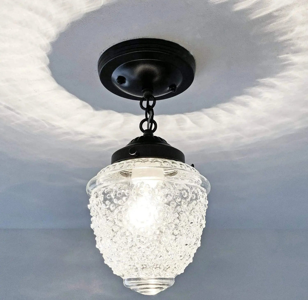 Antique Acorn Glass Ceiling Light with Chain | 6″