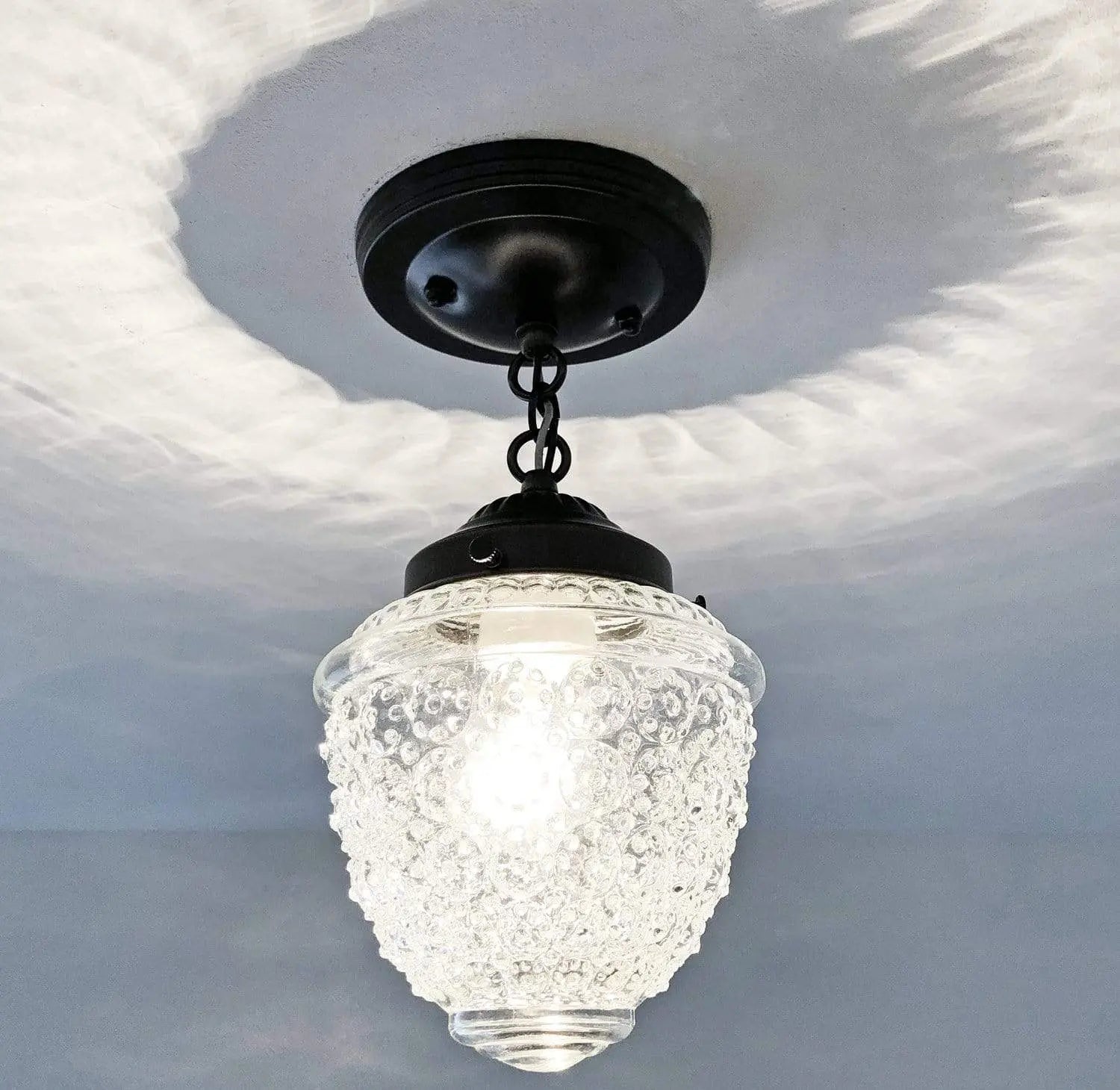 Antique Acorn Glass Ceiling Light with Chain | 6″