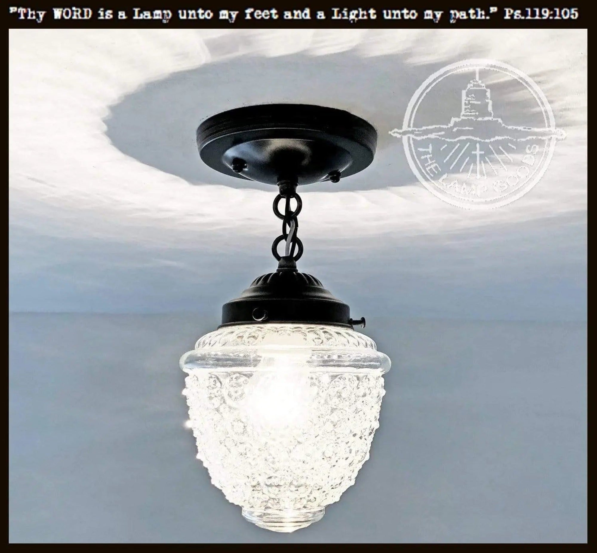 Antique Acorn Glass Ceiling Light with Chain | 6″