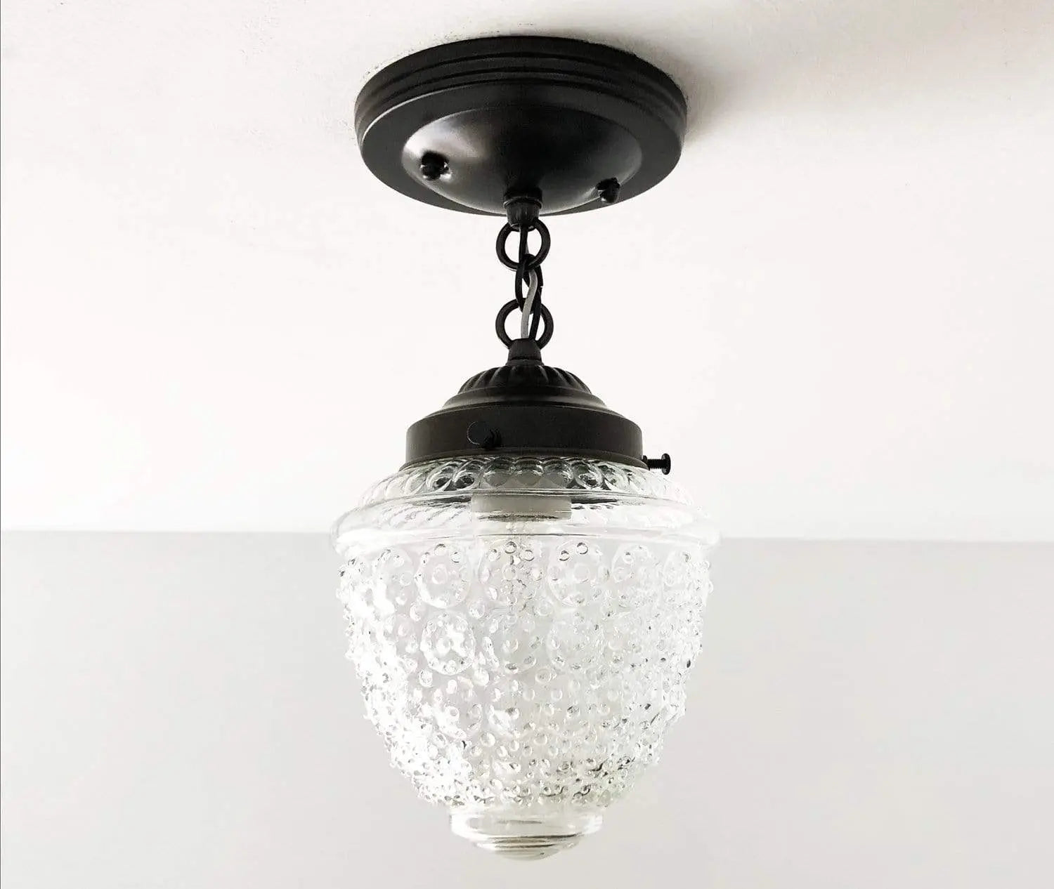 Antique Acorn Glass Ceiling Light with Chain | 6″
