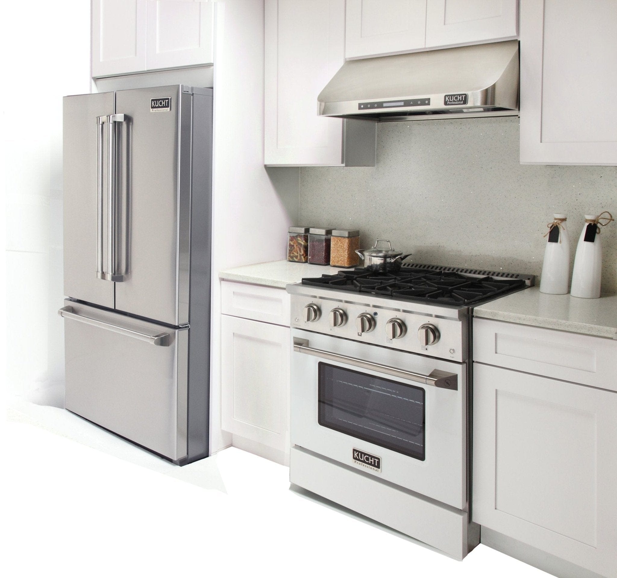 Kucht 30" Gas Range in Stainless Steel with White Oven Door, KNG301-W