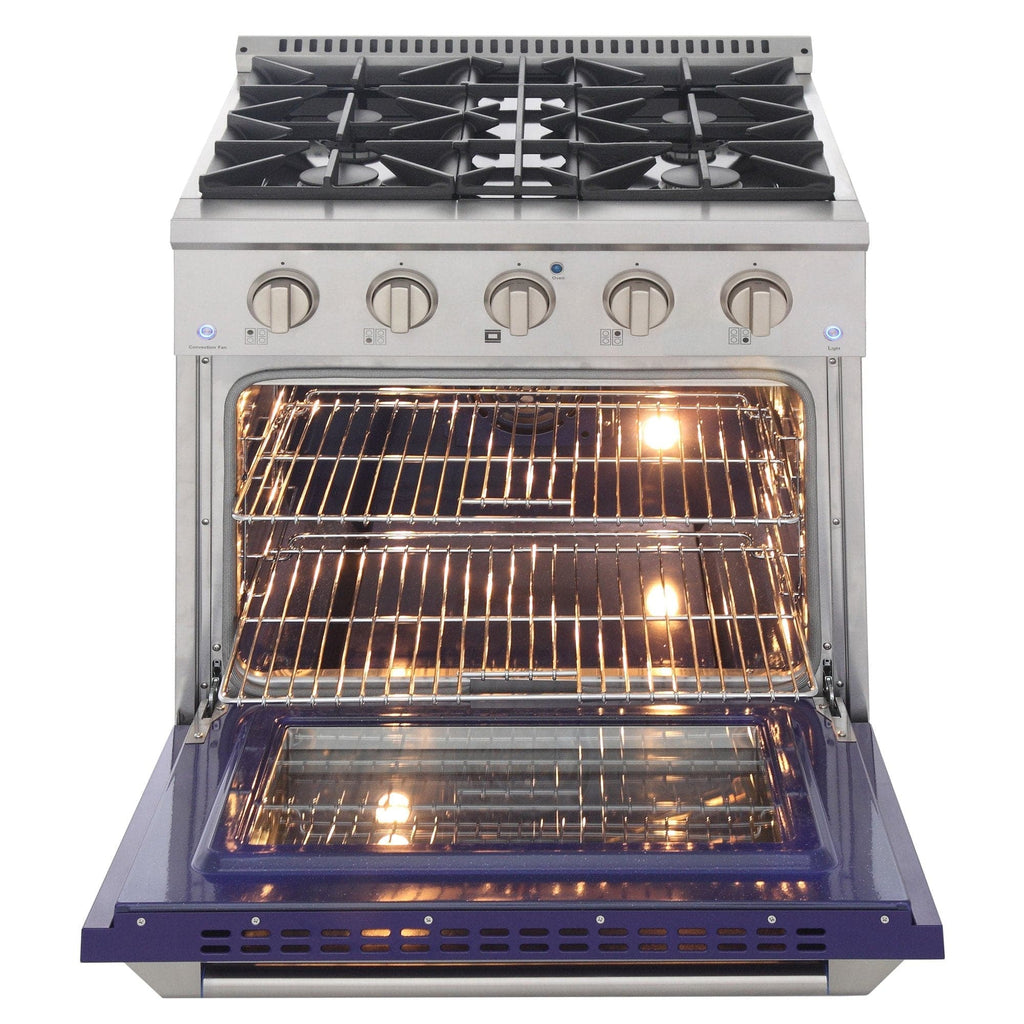 Kucht 30" Propane Range, Stainless Steel, Blue Oven Door, KNG301/LP-B