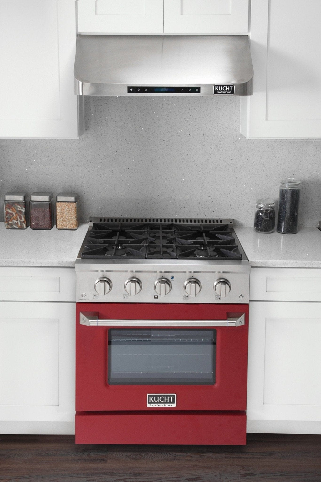 Kucht 30" Propane Range, Stainless Steel, Red Oven Door, KNG301/LP-R