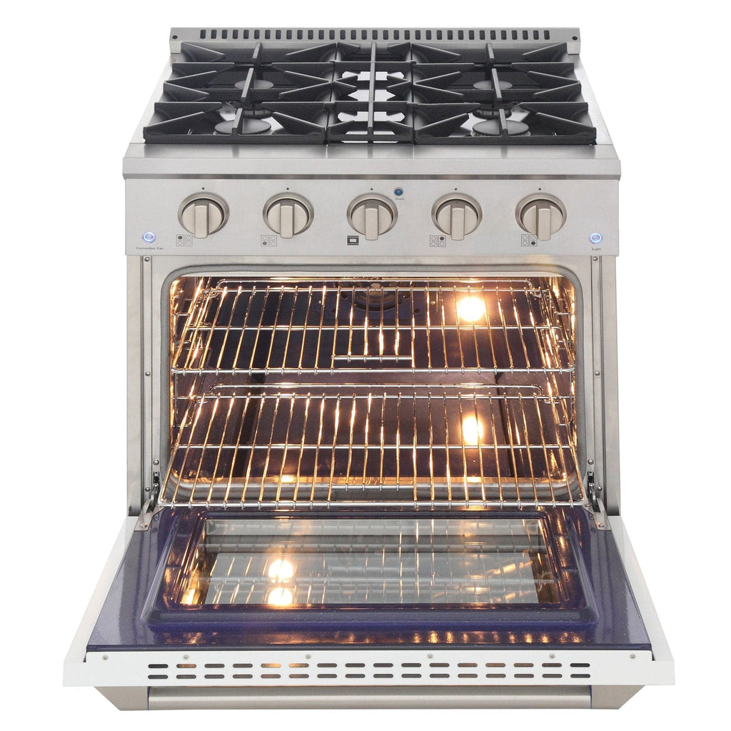 Kucht 30" Propane Range, Stainless Steel White Oven Door, KNG301/LP-W