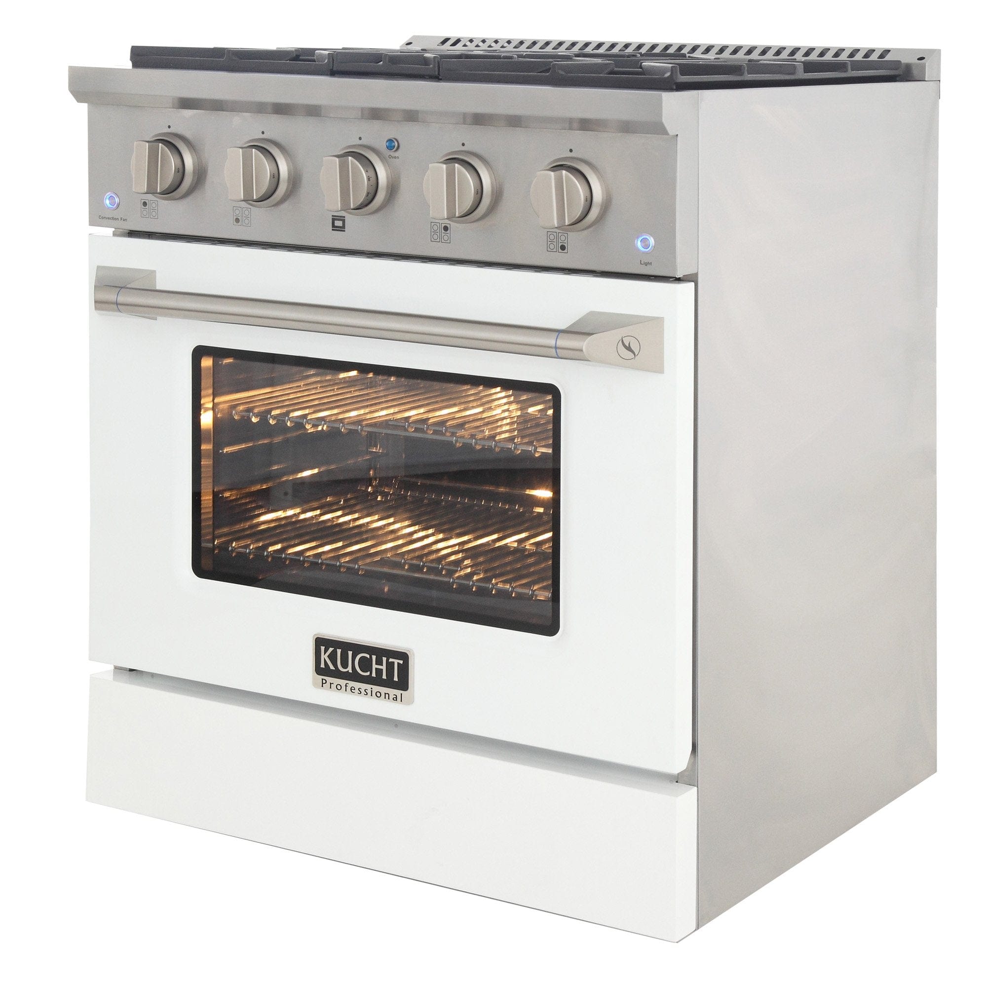 Kucht 30" Propane Range, Stainless Steel White Oven Door, KNG301/LP-W