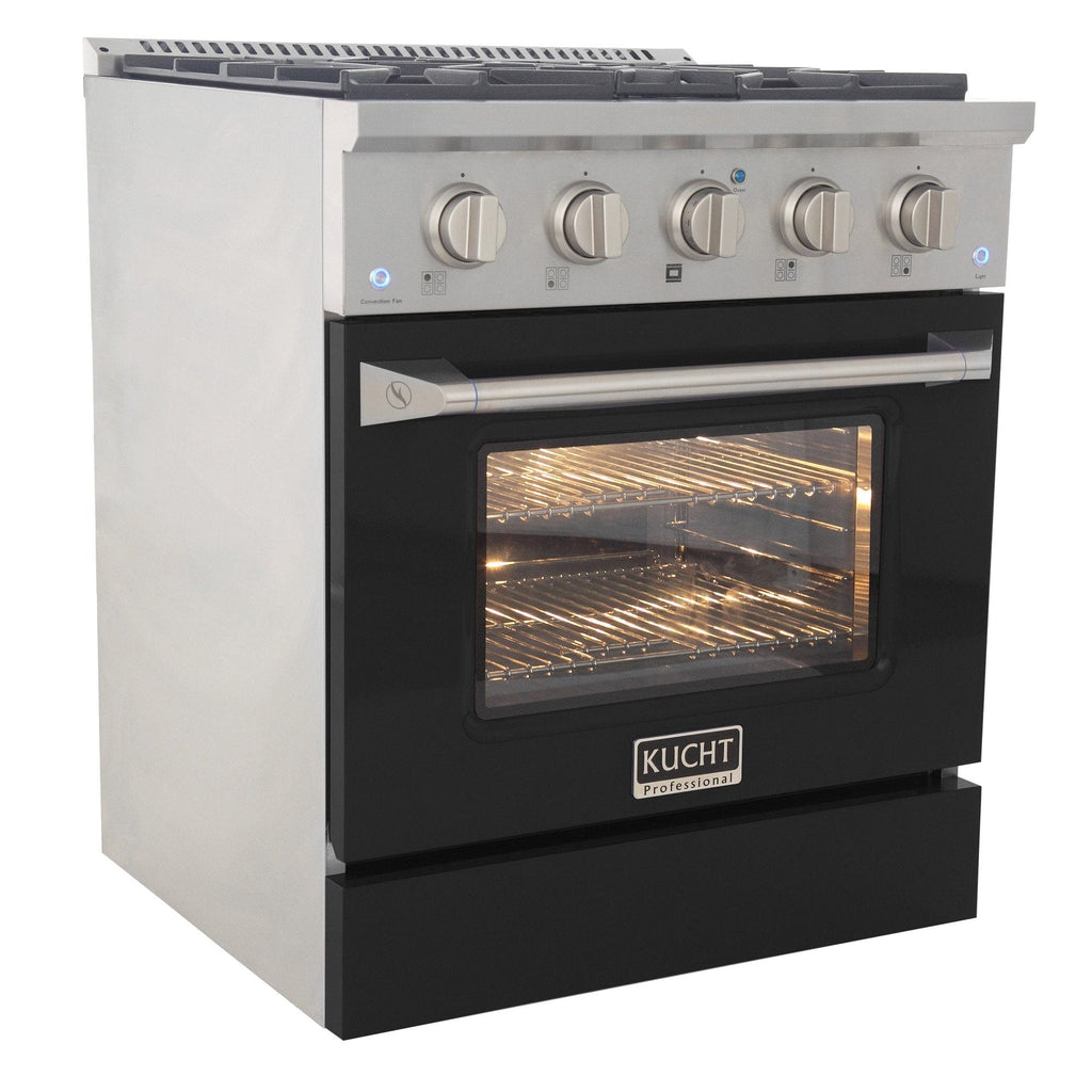 Kucht 30" Propane Range, Stainless Steel,Black Oven Door, KNG301/LP-K