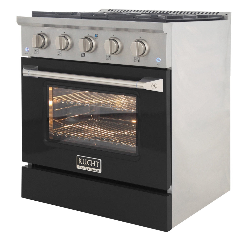 Kucht 30" Propane Range, Stainless Steel,Black Oven Door, KNG301/LP-K