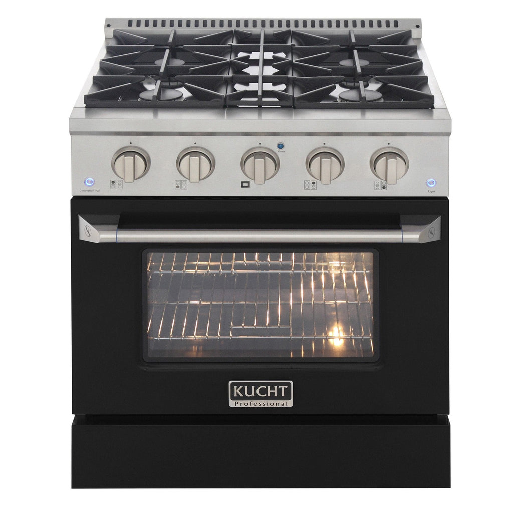 Kucht 30" Propane Range, Stainless Steel,Black Oven Door, KNG301/LP-K