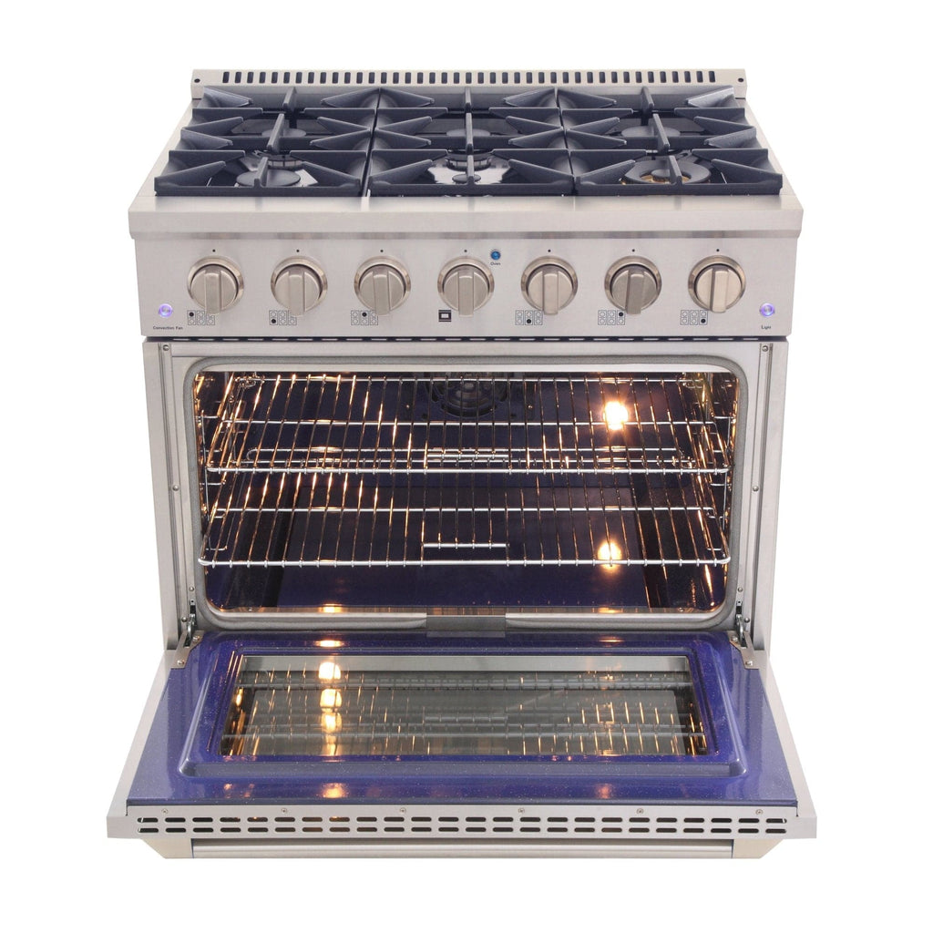 Kucht 36" Gas Range, Stainless Steel with Silver Oven Door, KNG361-S