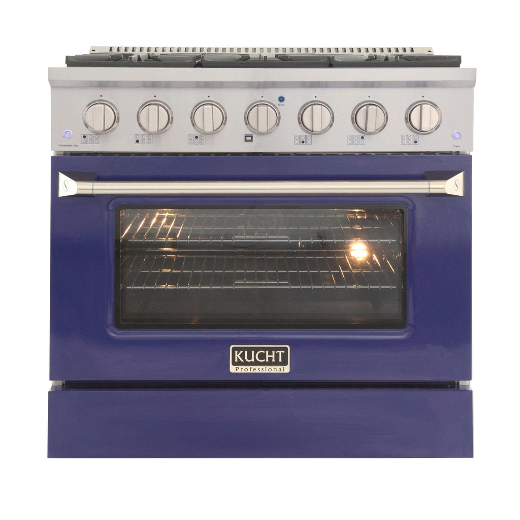 Kucht 36" Propane Range in Stainless Steel, Blue Door, KNG361/LP-B