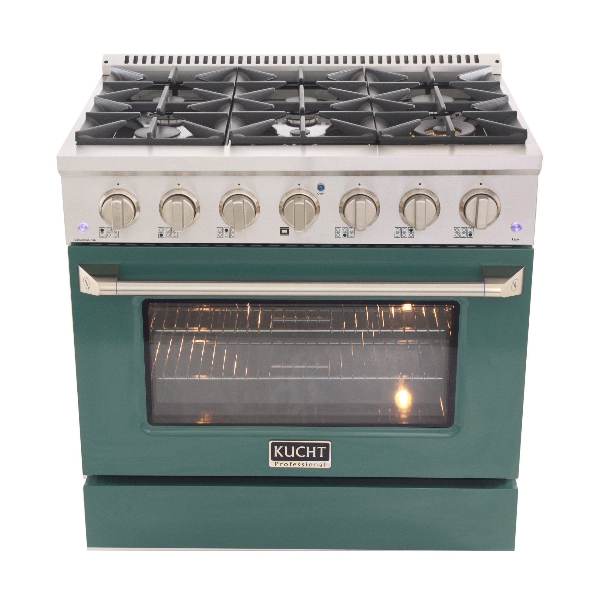 Kucht 36" Propane Range, in Stainless Steel, Green Door, KNG361/LP-G