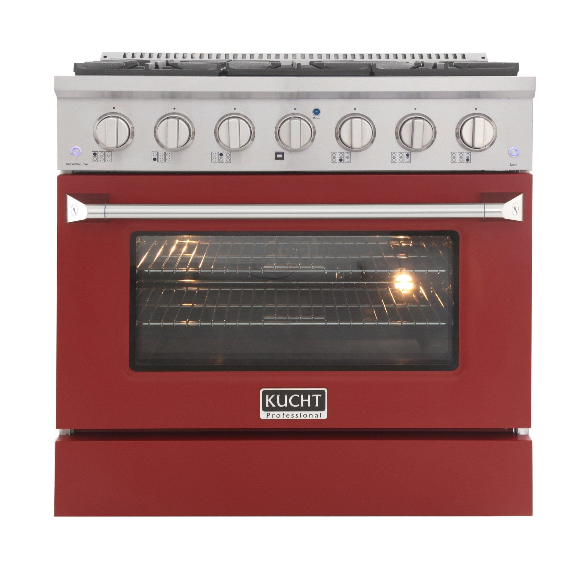 Kucht 36" Propane Range in Stainless Steel, Red Door, KNG361/LP-R