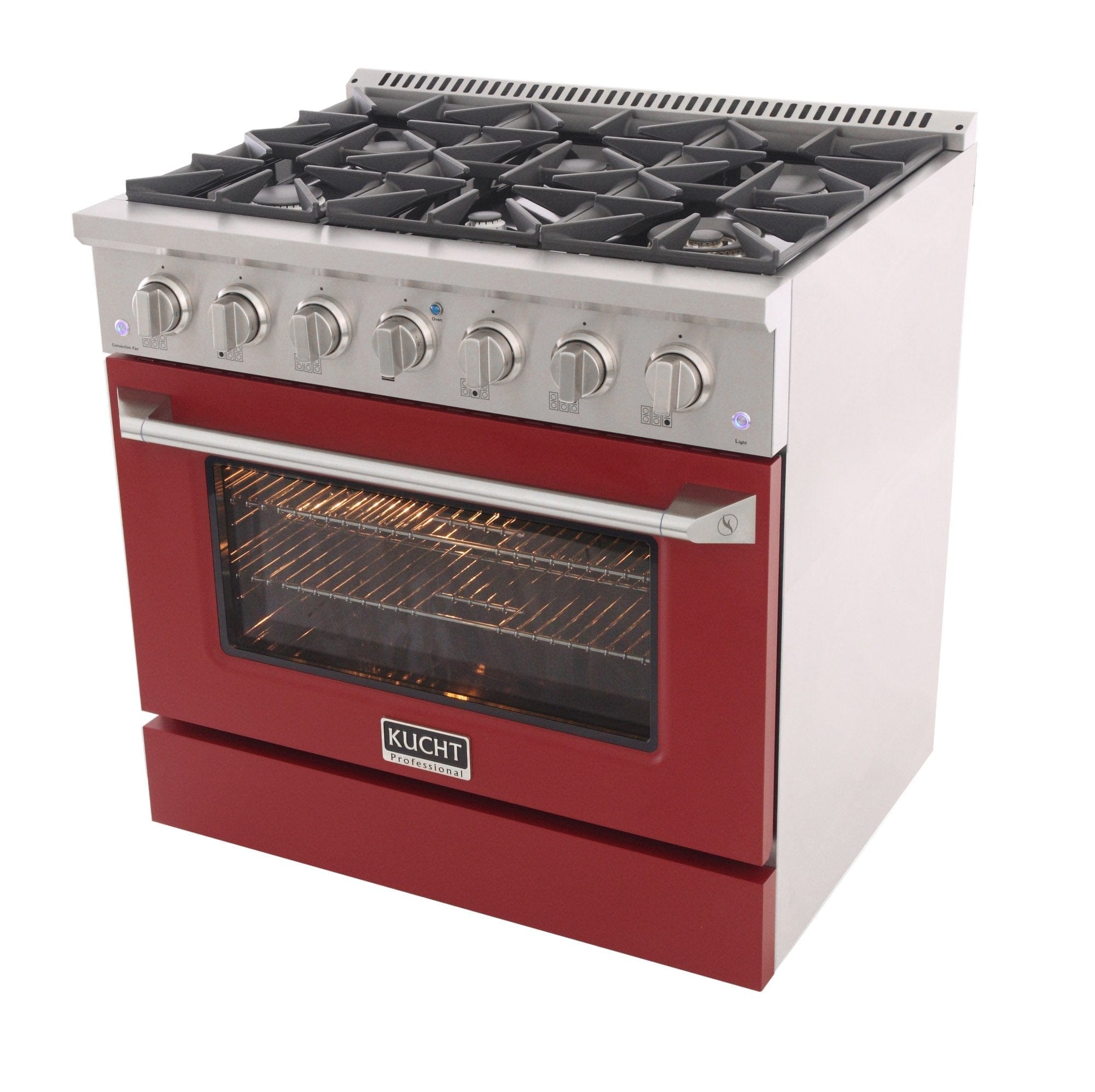 Kucht 36" Propane Range in Stainless Steel, Red Door, KNG361/LP-R