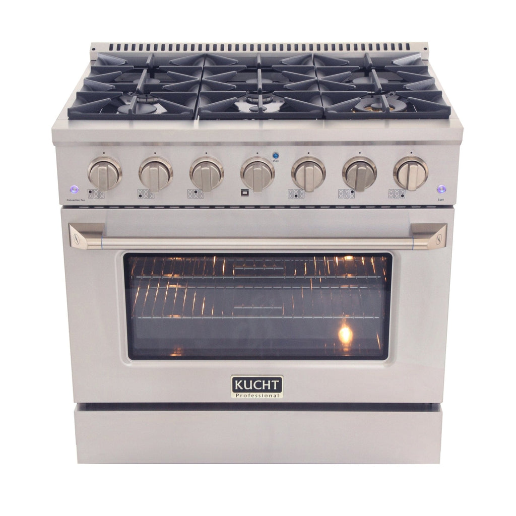 Kucht 36" Propane Range in Stainless Steel, Silver Door, KNG361/LP-S