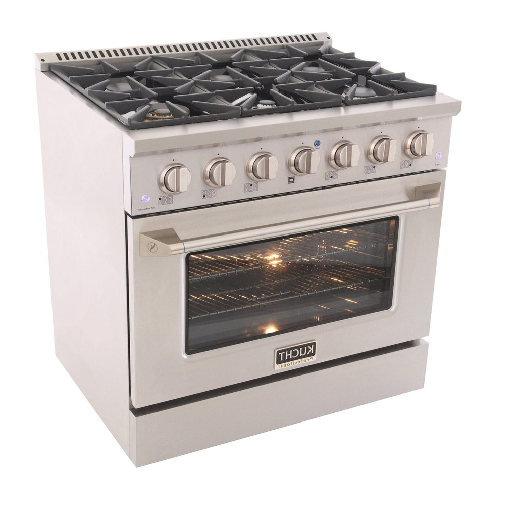 Kucht 36" Propane Range in Stainless Steel, Silver Door, KNG361/LP-S