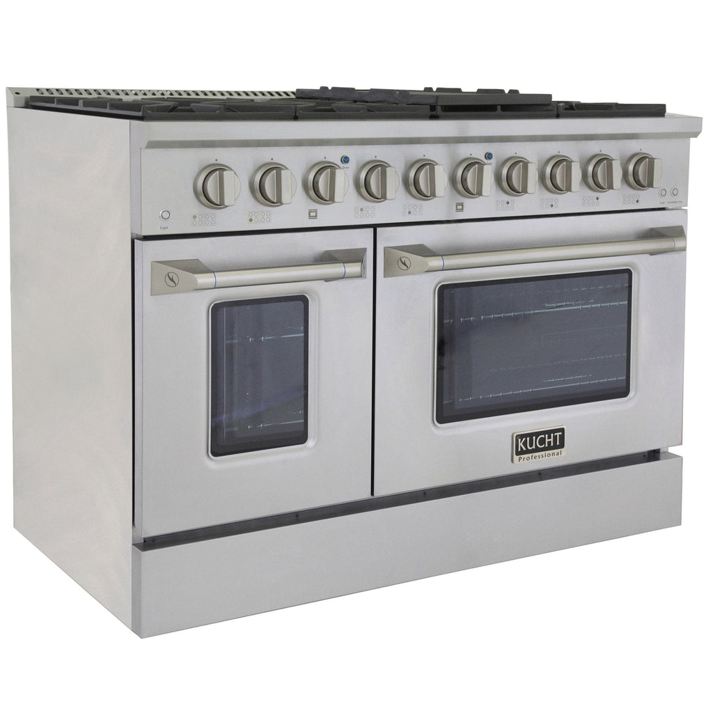 Kucht 48" Gas Range in Stainless Steel, Silver Oven Doors, KNG481-S