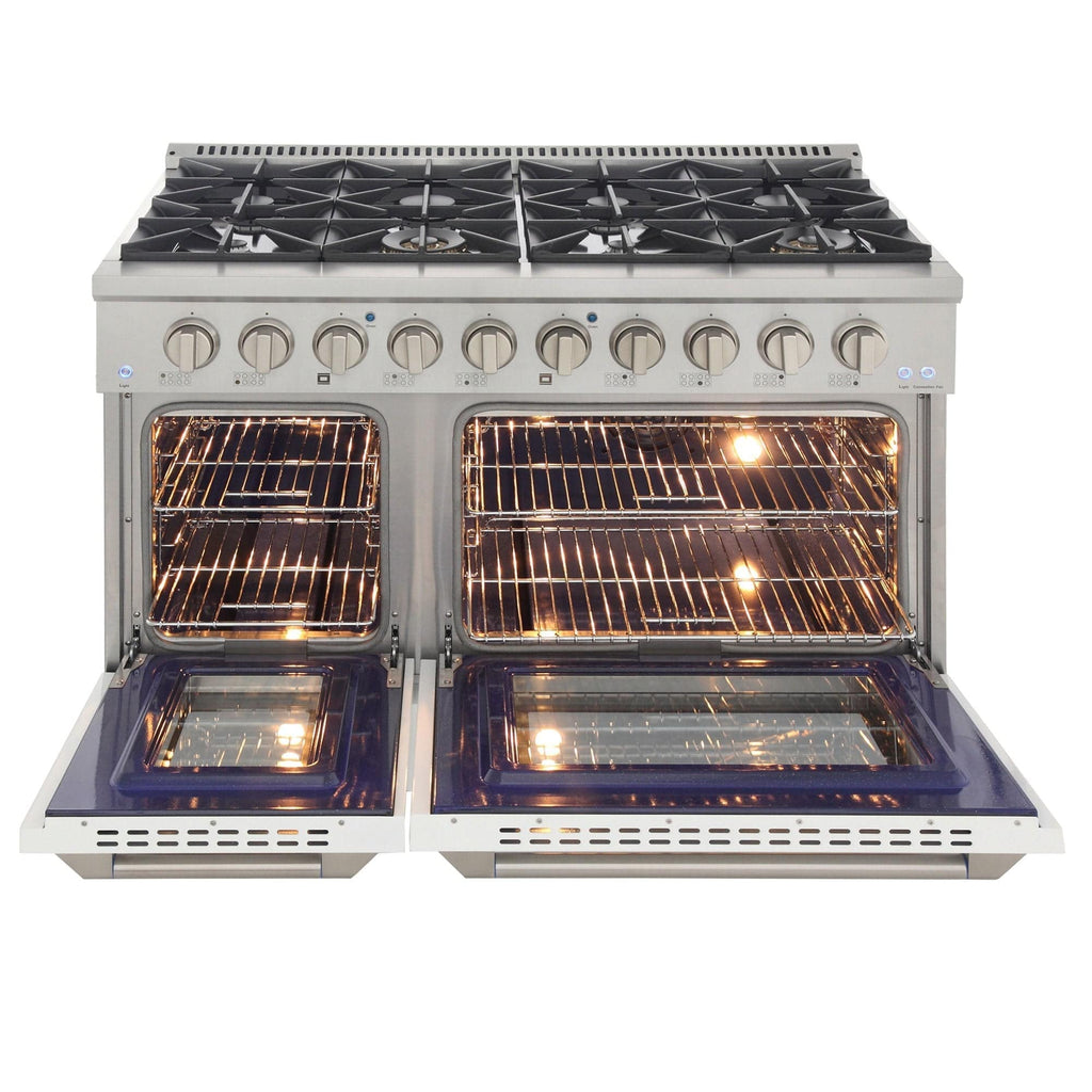 Kucht 48" Gas Range in Stainless Steel, White Oven Doors, KNG481-W