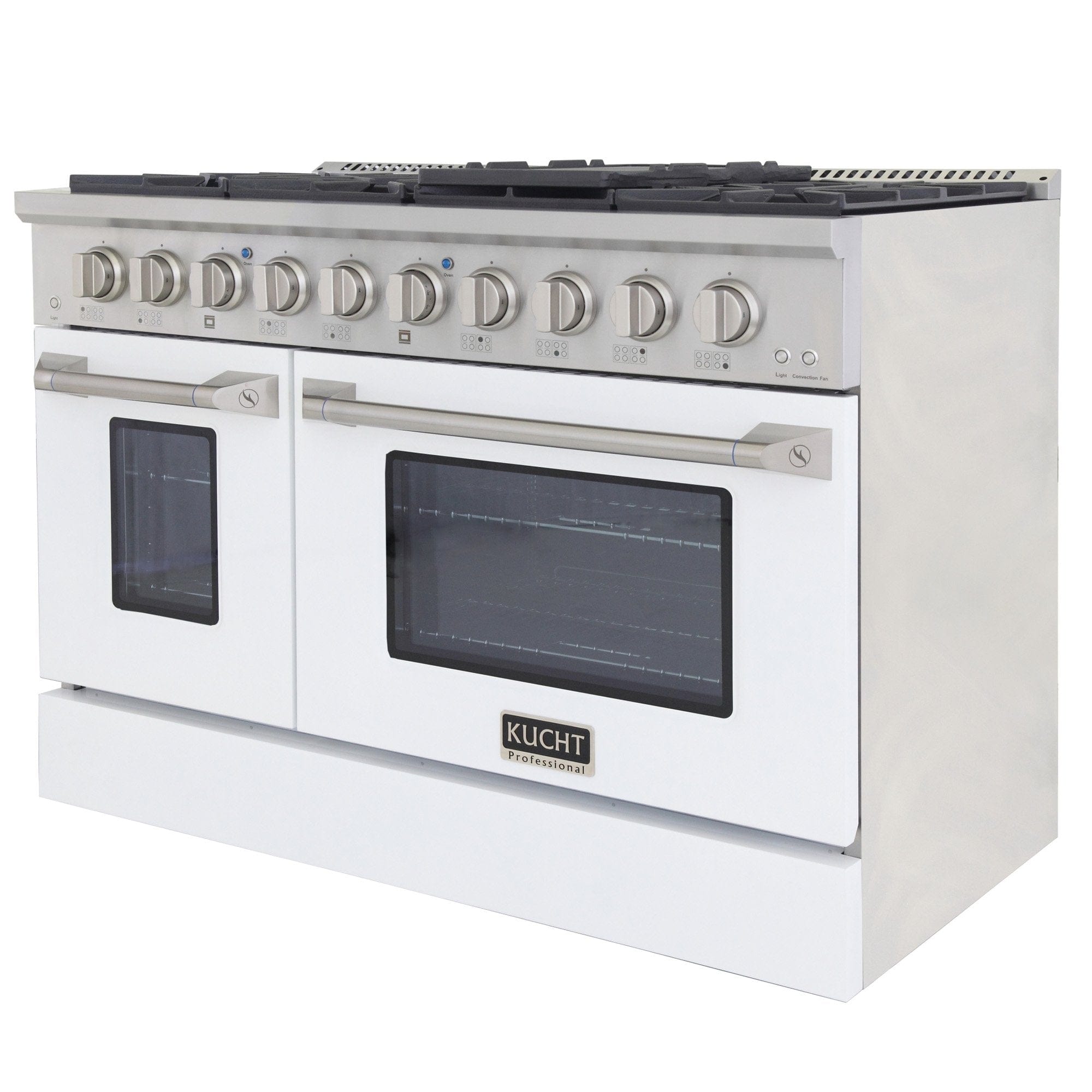 Kucht 48" Gas Range in Stainless Steel, White Oven Doors, KNG481-W