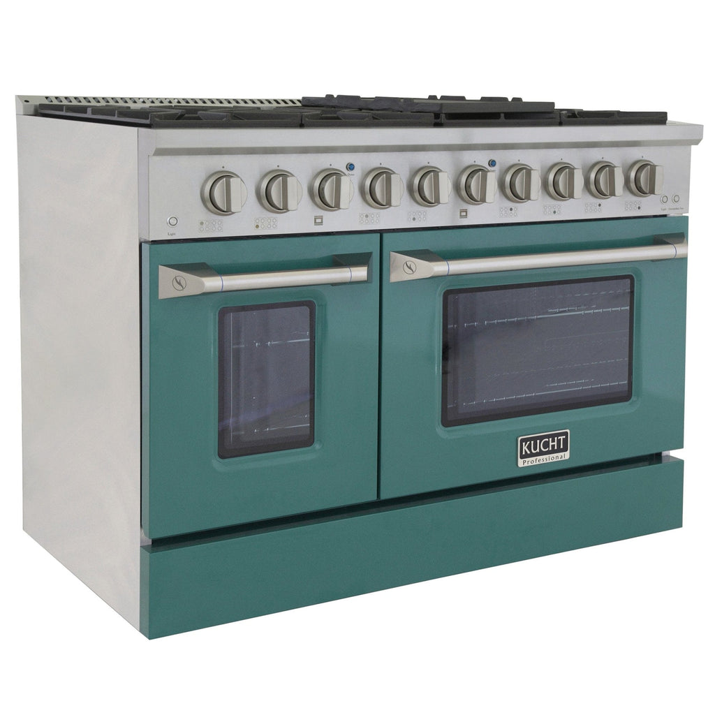 Kucht 48" Gas Range in Stainless Steel with Green Oven Doors, KNG481-G