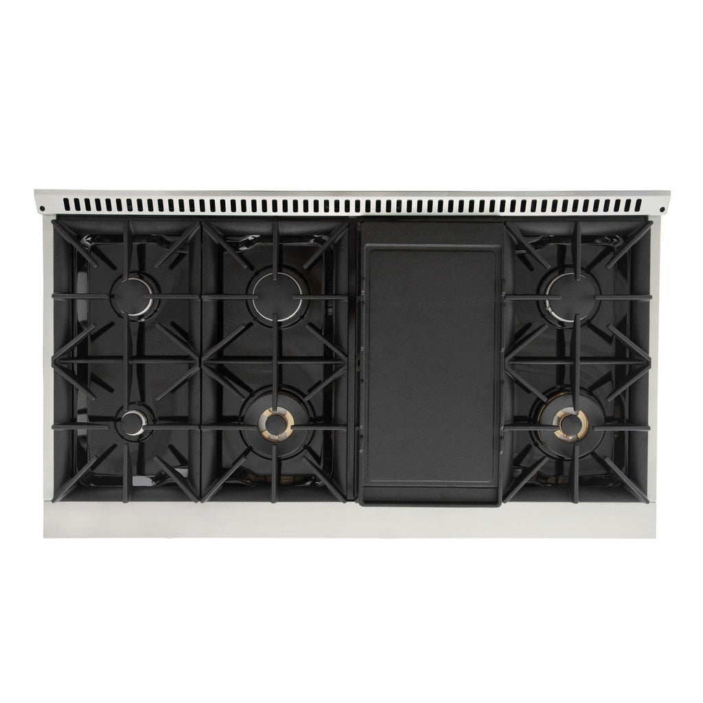 Kucht 48" Gas Range in Stainless Steel with Green Oven Doors, KNG481-G