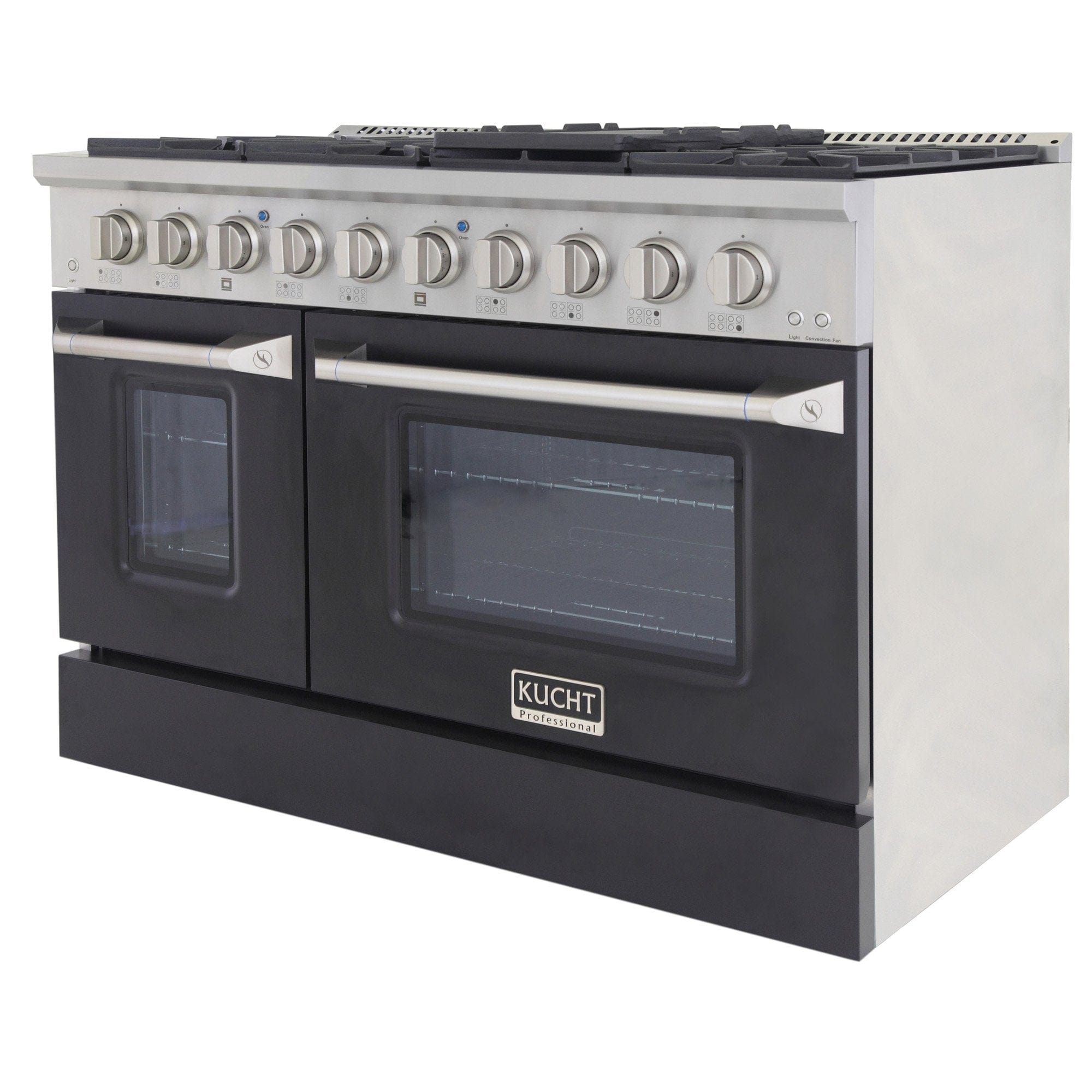 Kucht 48" Gas Range, Stainless Steel, Black Oven Doors, KNG481-K