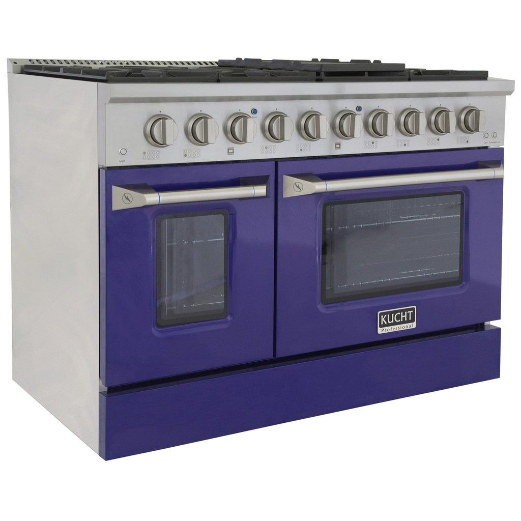Kucht 48" Propane Range in Stainless Steel, Blue Doors, KNG481/LP-B