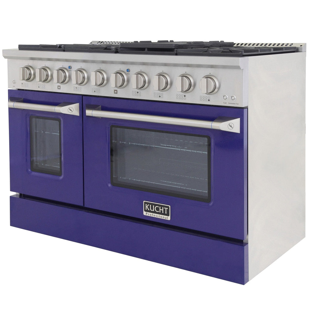 Kucht 48" Propane Range in Stainless Steel, Blue Doors, KNG481/LP-B